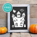 Free Printable Spooky Haunted House Halloween Wall Art Decor Download - Printjoy