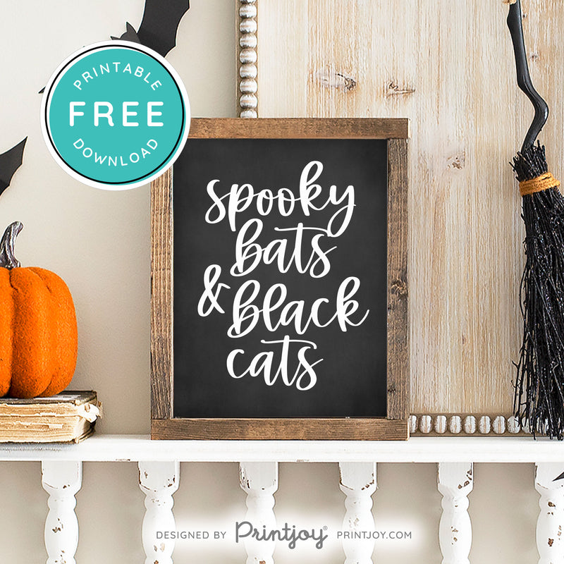 Free Printable Spooky Bats And Black Cats Halloween Wall Art Decor Download - Printjoy