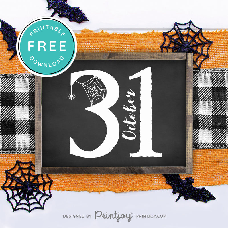 Free Printable October 31 Halloween Wall Art Decor Download - Printjoy