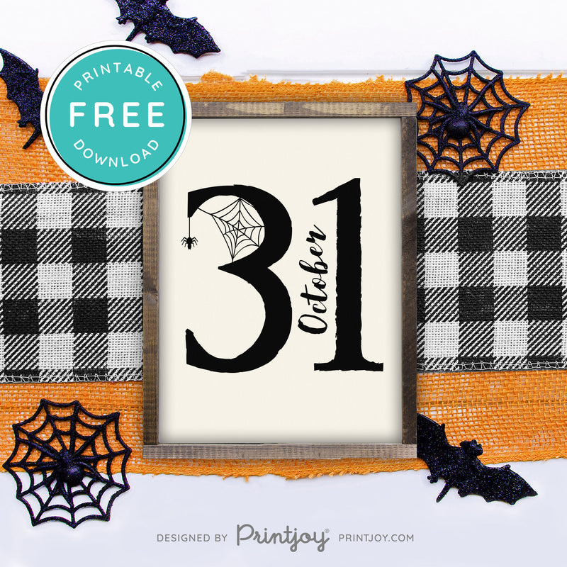 Free Printable October 31 Halloween Wall Art Decor Download - Printjoy