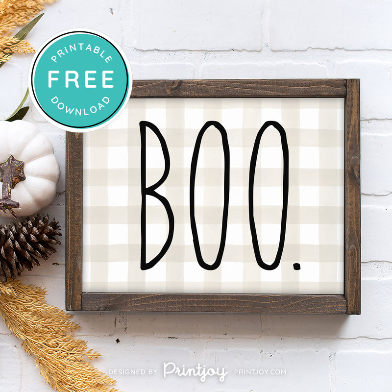 Free Printable Boo Modern Farmhouse Halloween Wall Art Decor Download - Printjoy