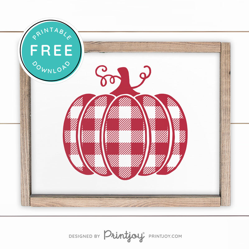 Free Printable Plaid Pumpkin Fall Wall Art Decor Download - Printjoy