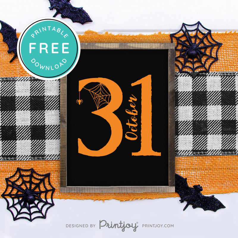 Free Printable October 31 Halloween Wall Art Decor Download - Printjoy