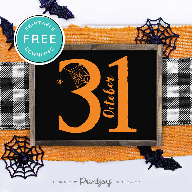 Free Printable October 31 Halloween Wall Art Decor Download - Printjoy