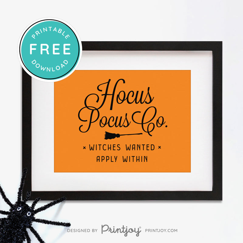 Free Printable Hocus Pocus Co Witches Wanted Apply Within Halloween Wall Art Decor Download - Printjoy