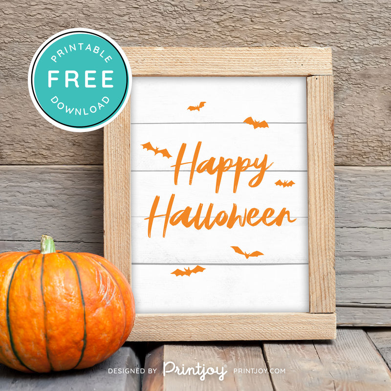 Free Printable Happy Halloween Bats Wall Art Decor Download - Printjoy