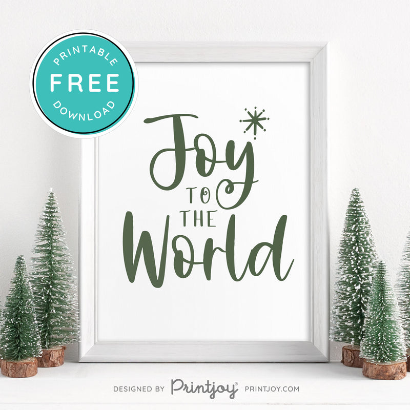 Free Printable Joy To The World Christmas Winter Snow Wall Art Decor Download - Printjoy