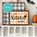 Free Printable It's October Witches Halloween Wall Art Decor Download - Printjoy