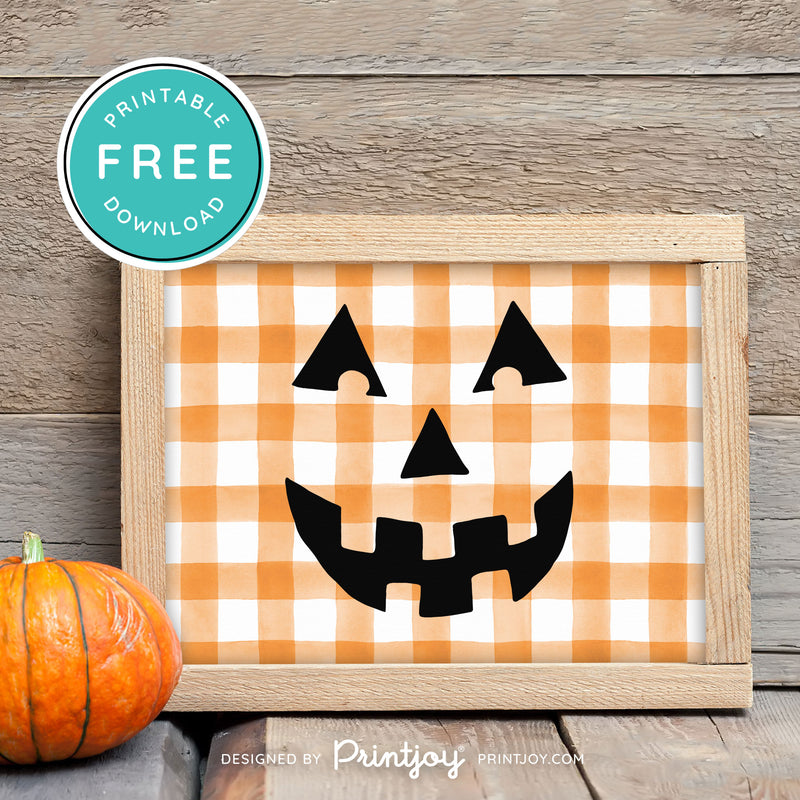 Free Printable Jack O Lantern Pumpkin Face Halloween Wall Art Decor Download - Printjoy