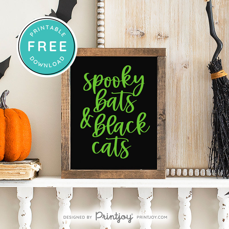 Free Printable Spooky Bats And Black Cats Halloween Wall Art Decor Download - Printjoy