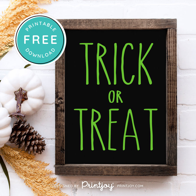 Free Printable Trick Or Treat Modern Farmhouse Halloween Wall Art Decor Download - Printjoy
