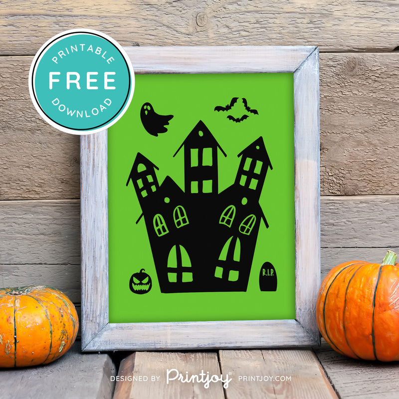 Free Printable Spooky Haunted House Halloween Wall Art Decor Download - Printjoy