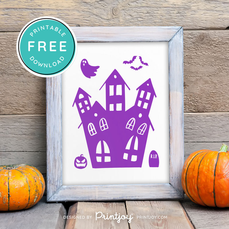 Free Printable Spooky Haunted House Halloween Wall Art Decor Download - Printjoy