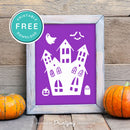 Free Printable Spooky Haunted House Halloween Wall Art Decor Download - Printjoy