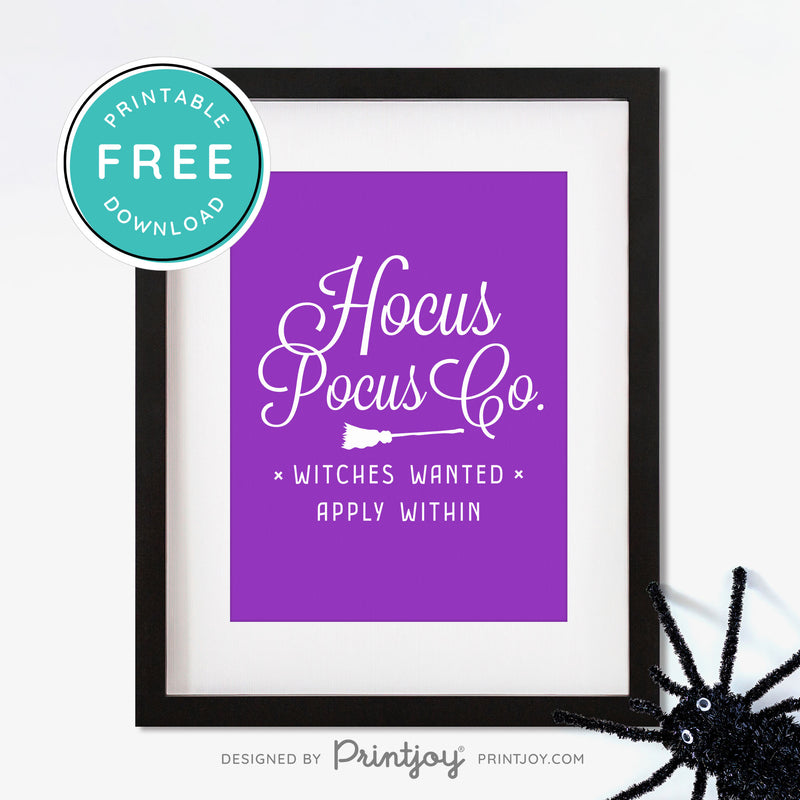 Free Printable Hocus Pocus Co Witches Wanted Apply Within Halloween Wall Art Decor Download - Printjoy