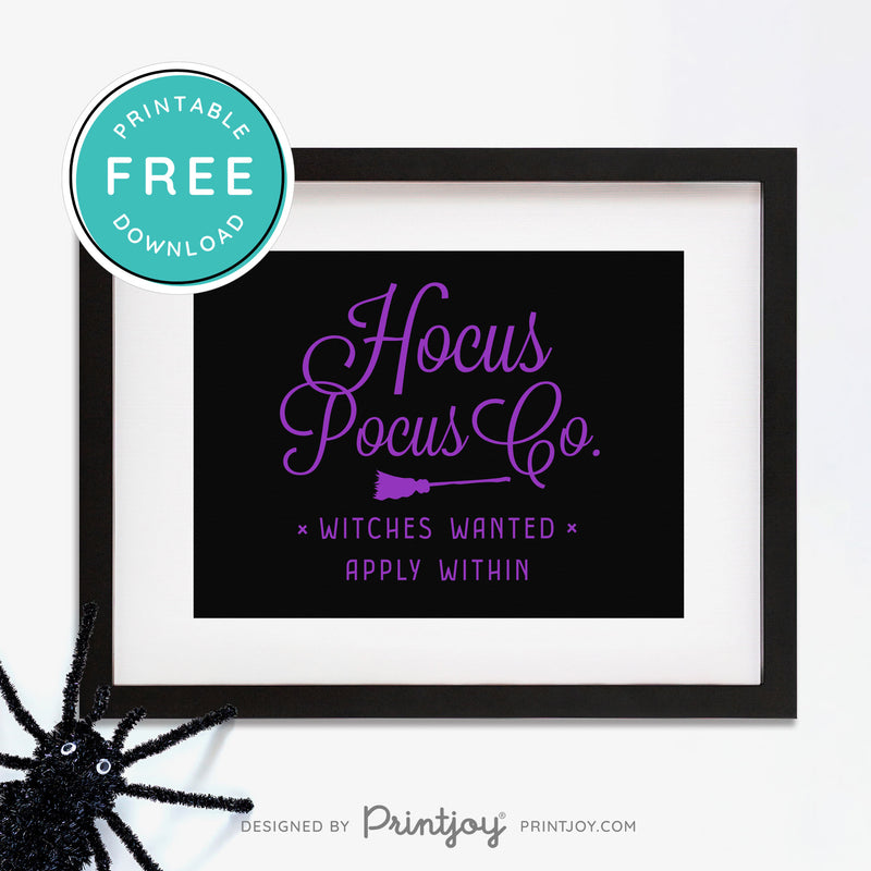 Free Printable Hocus Pocus Co Witches Wanted Apply Within Halloween Wall Art Decor Download - Printjoy