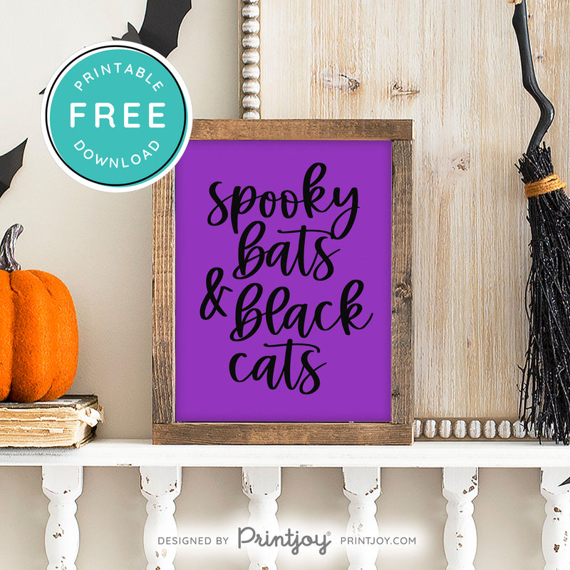 Free Printable Spooky Bats And Black Cats Halloween Wall Art Decor Download - Printjoy