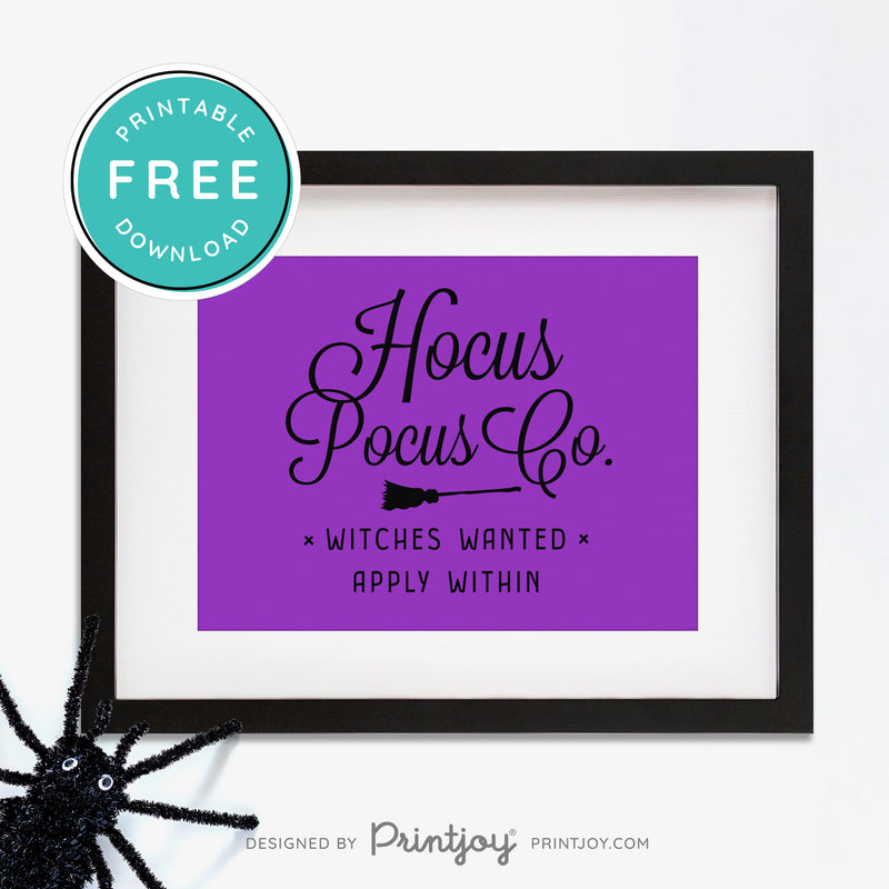 Free Printable Hocus Pocus Co Witches Wanted Apply Within Halloween Wall Art Decor Download - Printjoy