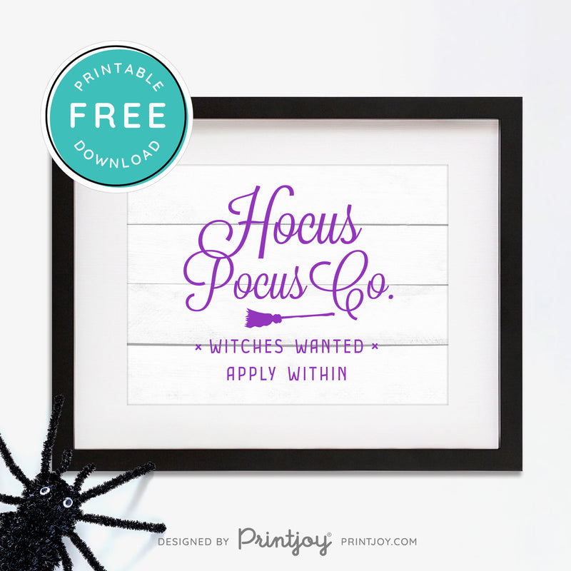 Free Printable Hocus Pocus Co Witches Wanted Apply Within Halloween Wall Art Decor Download - Printjoy