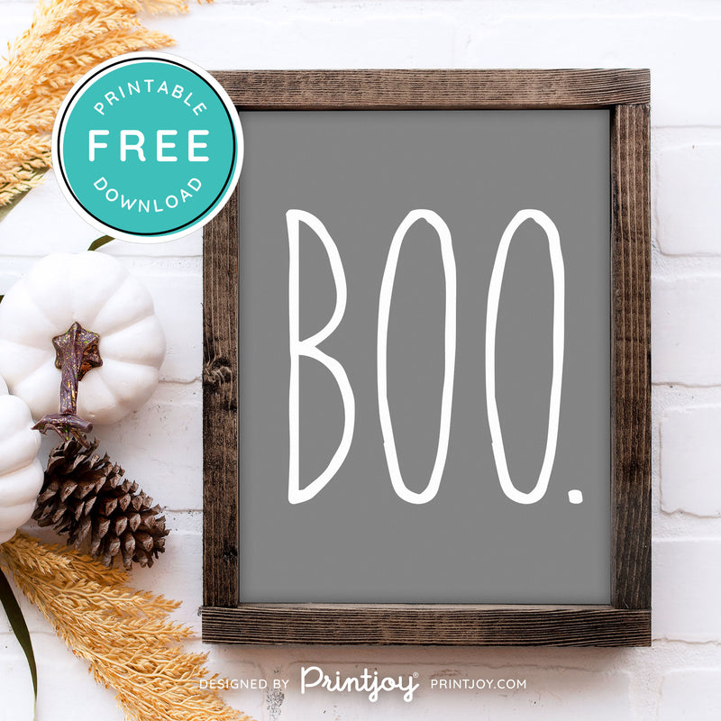 Free Printable Boo Modern Farmhouse Halloween Wall Art Decor Download - Printjoy