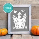 Free Printable Spooky Haunted House Halloween Wall Art Decor Download - Printjoy