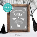 Free Printable Broom Parking Only All Others Will Be Toad Halloween Wall Art Decor Download - Printjoy