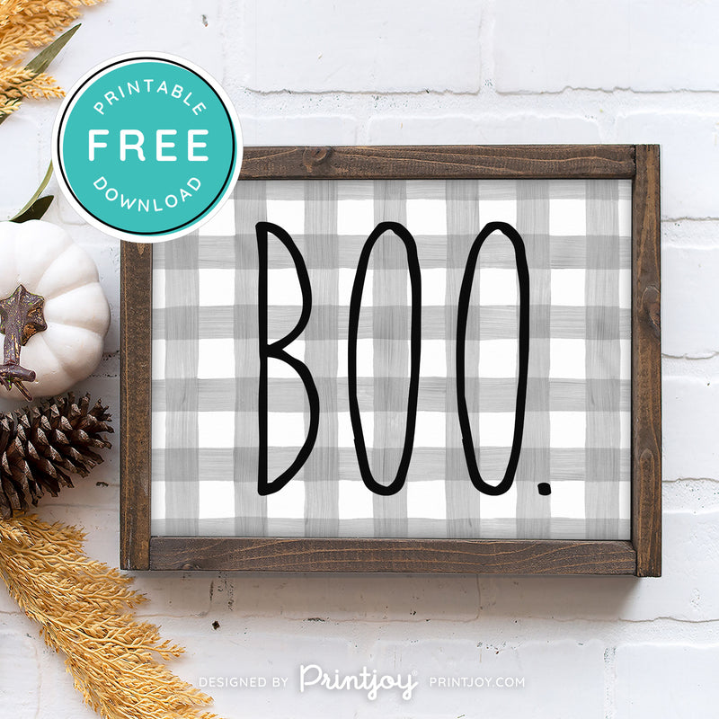 Free Printable Boo Modern Farmhouse Halloween Wall Art Decor Download - Printjoy