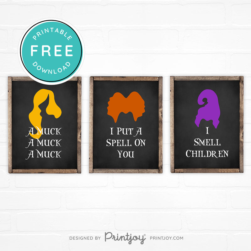 Free Printable Sanderson Sisters Set Of 3 Halloween Wall Art Decor Download - Printjoy