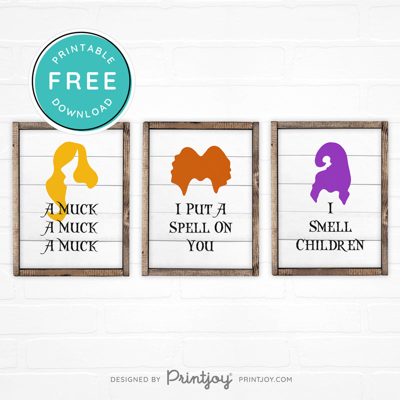 Free Printable Sanderson Sisters Set Of 3 Halloween Wall Art Decor Download - Printjoy